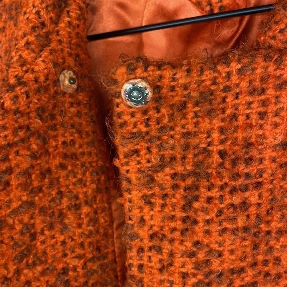 Vintage Woman’s Di Vinci By Roberto California Orange Knit Buttoned Down Coat - Picture 9 of 13